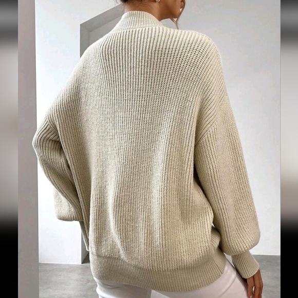 Mock Neck Bow Front Drop Shoulder Sweater - Picture 2 of 4